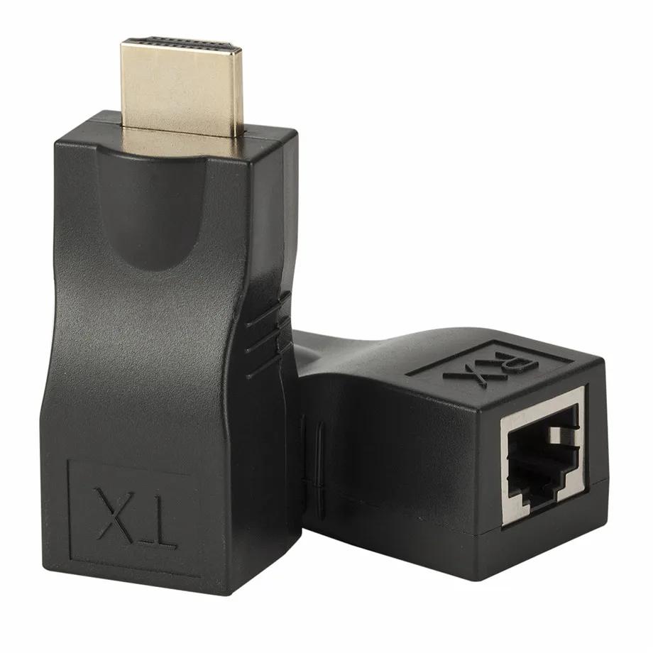 4K HDMI-совместимый удлинитель, расширение до 30 м по кабелю CAT5e / 6 UTP LAN Ethernet, порты RJ45, сетевой
