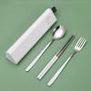 Дорожный набор столовых приборов из нержавеющей стали вилка и ложка с футляром портативная посуда