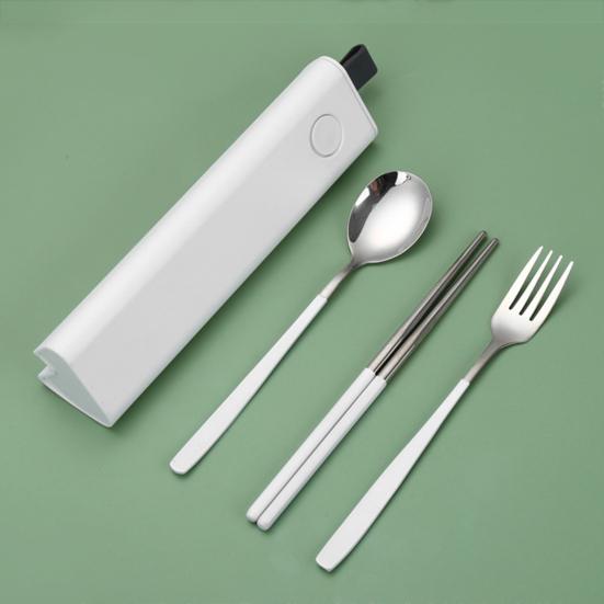 Дорожный набор столовых приборов из нержавеющей стали вилка и ложка с футляром портативная посуда