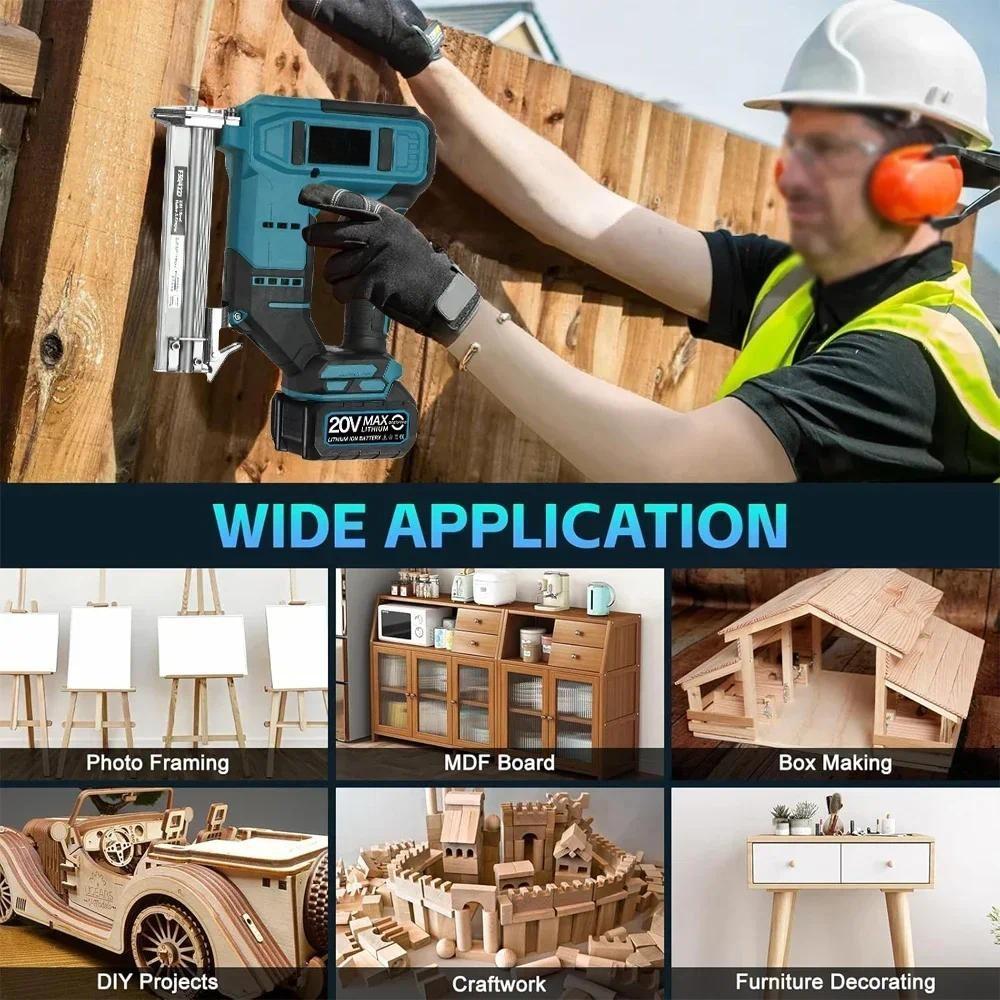 2 в 1 Бесщеточный электрический пневматический гвоздезабивной пистолет, беспроводной портативный гвоздезабивной степлер, каркасный гвоздезабивной инструмент для деревообработки