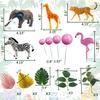 22pcs Pink Jungle Animals Cake Decoration Pink Wild Party Supplies Girl Jungle Safari Cake Decoration for Baby Shower Birthday