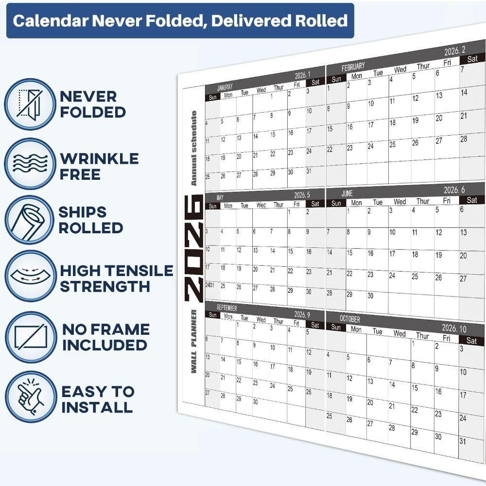 Красочный календарь большого размера 42x100см 12-месячный календарь Прочный ежемесячный планер-календарь Для домашнего использования