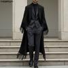 Men Lapel Yoqali Uzun Qo'lli Ochiq Old Tassel Uzun Blazer Palto