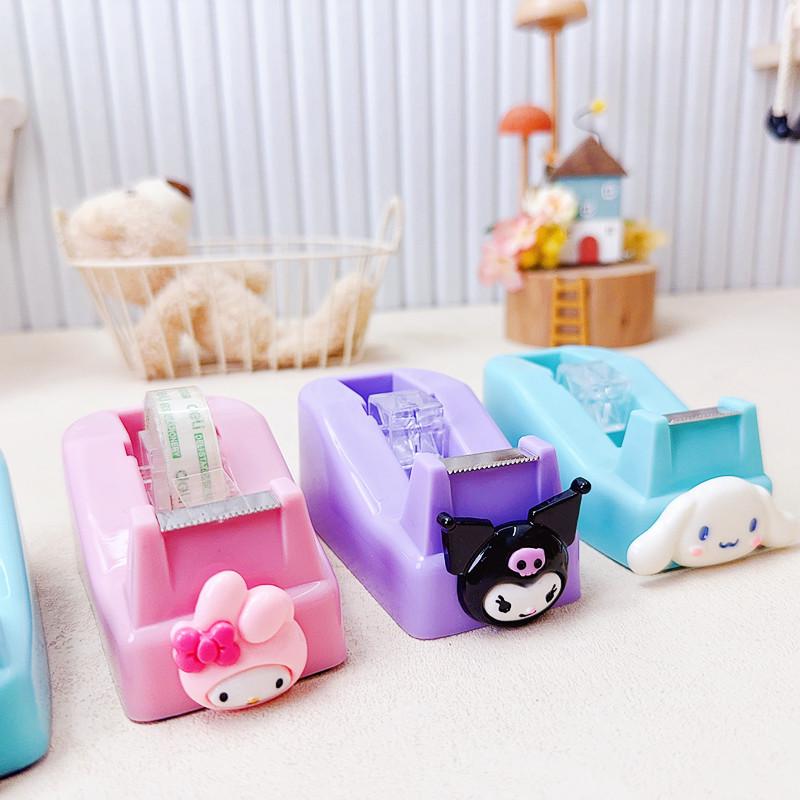 Милый нож-резак и диспенсер для скотча Sanrio в форме сердца: Нескользящие Мультяшные Канцелярские Принадлежности для Ведения Дневника