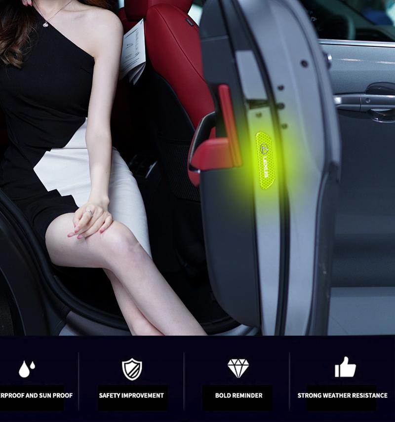 Emblems 4PCS/set Car Reflective Safety Strip Stickers For Lexus ES RX LS IS NX CT LX IS250 IS200 CT200H GS300 LS430 RX450H LX57 ADS1