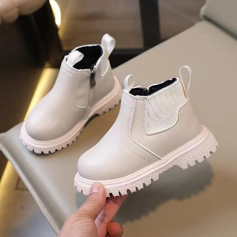 2024 Winter New Botas Para Mujer Children Shoes Simple Designer Soft Soled Ankle Boots Fashion Comfort Anti Slip Leather Boots