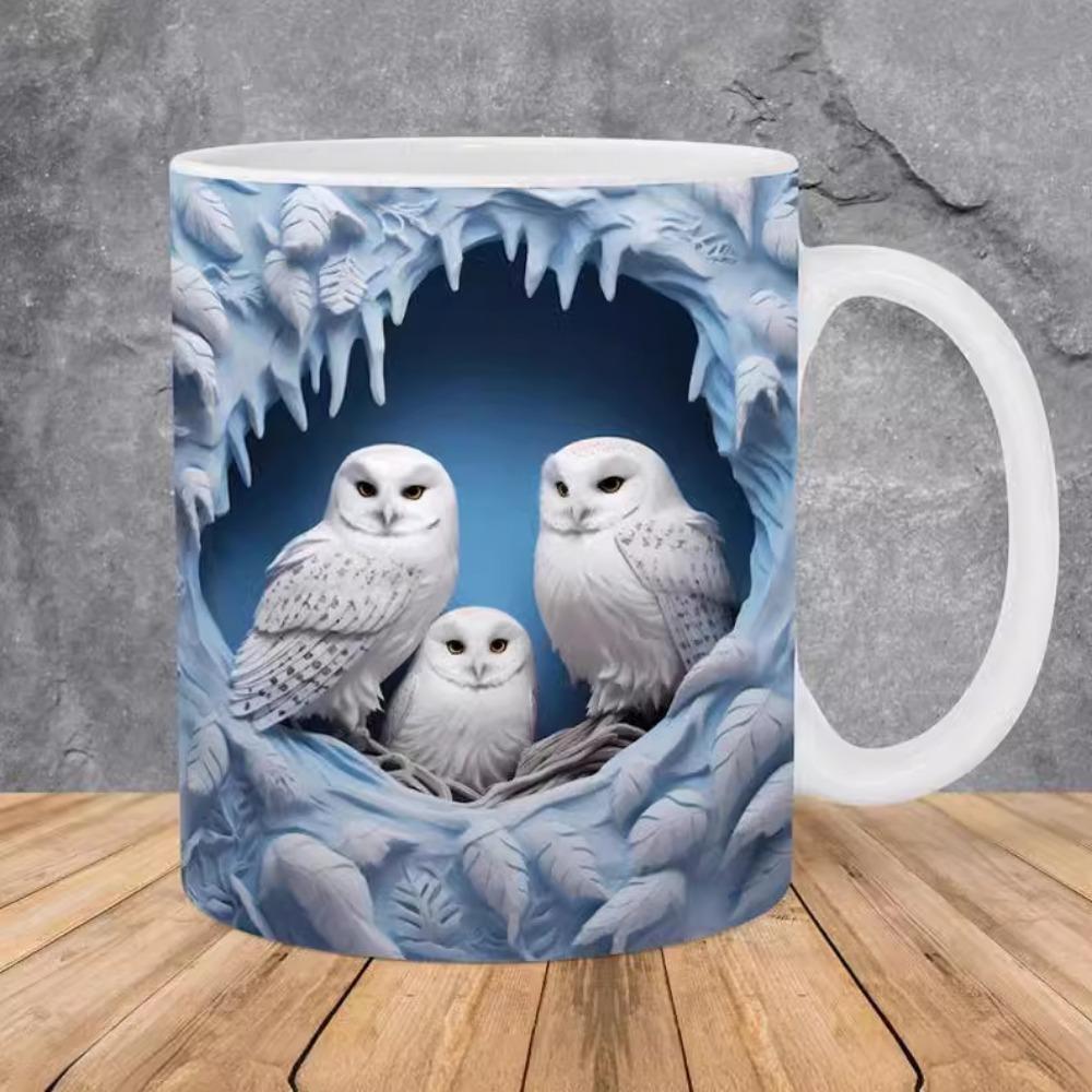 3D Сова, керамическая кружка для кофе, чашка для чая, новая стена с отверстиями, милая стена с отверстиями