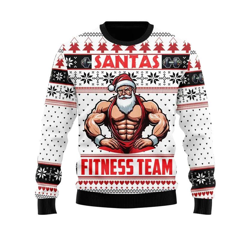 New Ugly Christmas Sweater For Men New Year Festival Santa Claus Graphic Hoodie Women Merry Christmas Crew Neck Sweatshirts