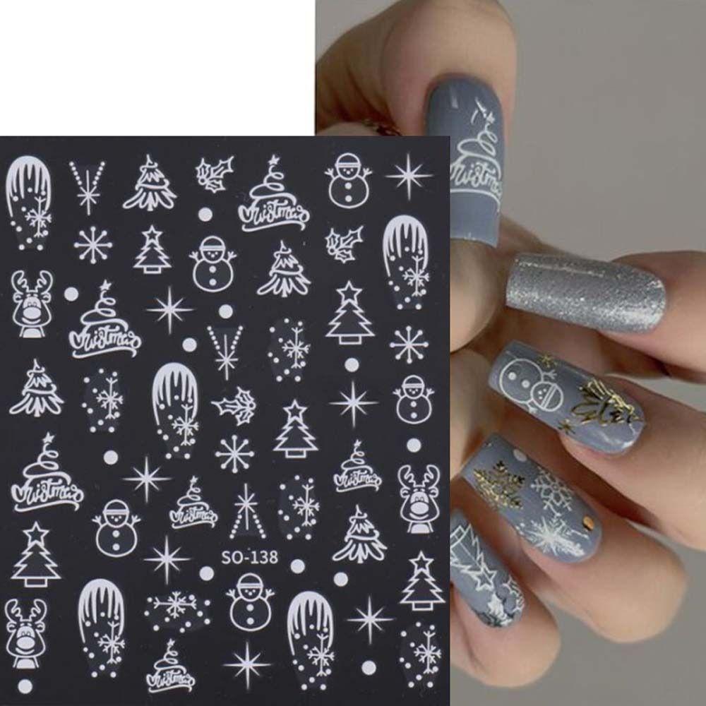 Снежинки Рождественские наклейки для ногтей Санта Клаус Рождественские украшения для ногтей Салон маникюра