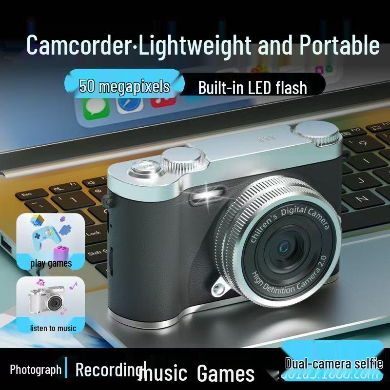 HD Dual Lens Retro Digital Camera with CCD Sensor for Travel, Campus, and Vlogging - Phone Upload Compatible
