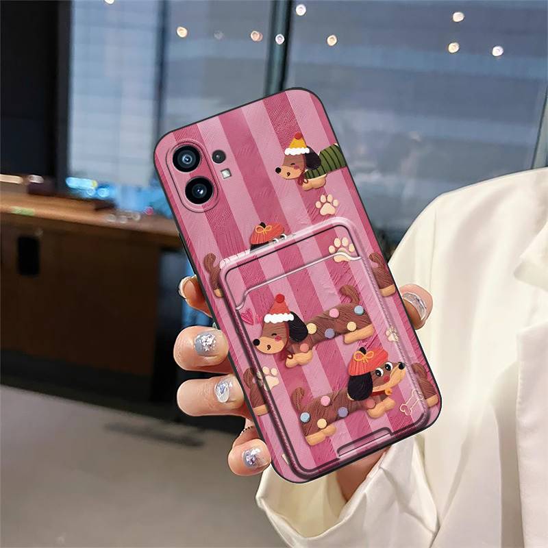 Мультяшный чехол-обертка для телефона Nothing Phone1, противоударная задняя крышка с граффити, кармашек для карт, силикон ТПУ, милый защитный