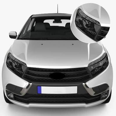 Для LADA Xray 2016-2026 Премиум TPU PPF Высокоглянцевый Дымчато-Черный Предварительно Вырезанный Защитный Виниловый Комплект Wrap для Фар Против Царапин