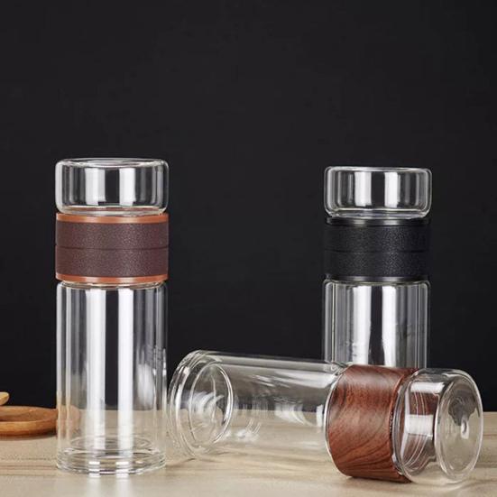 Стеклянная бутылка для заваривания чая, двойная стеклянная чашка для чая, фильтр из нержавеющей стали, герметичная конструкция, устойчивая к температурам, отделение воды для чая