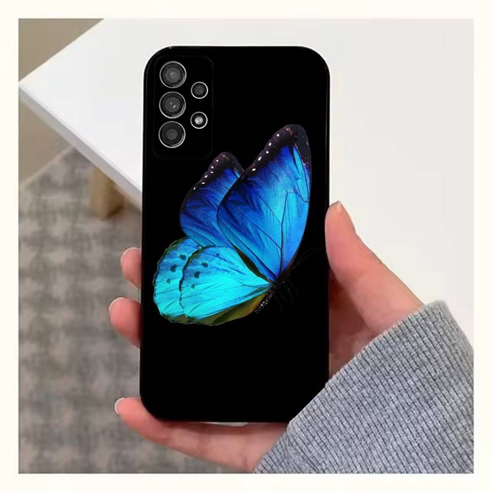 Ins Retro Butterfly Case For Samsung S22,S25,S24,S23,Ultra,FE,S20,S10,Plus,S21,S9,Lite,Soft Silicone Black