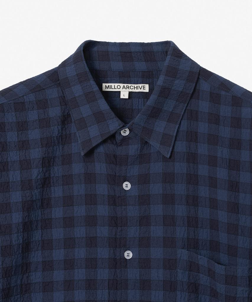 MILLO ARCHIVE Wade Pattern Half Shirt [Blue]
