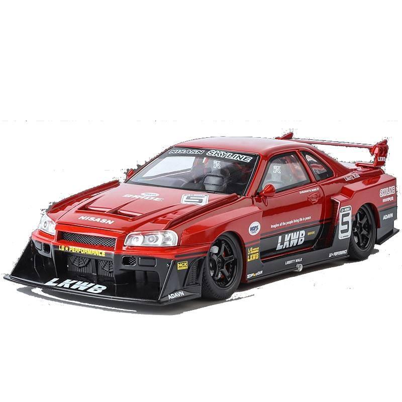Car Gtr34 Alloy Model With Lights Sound Steering For Kids Collection Toy