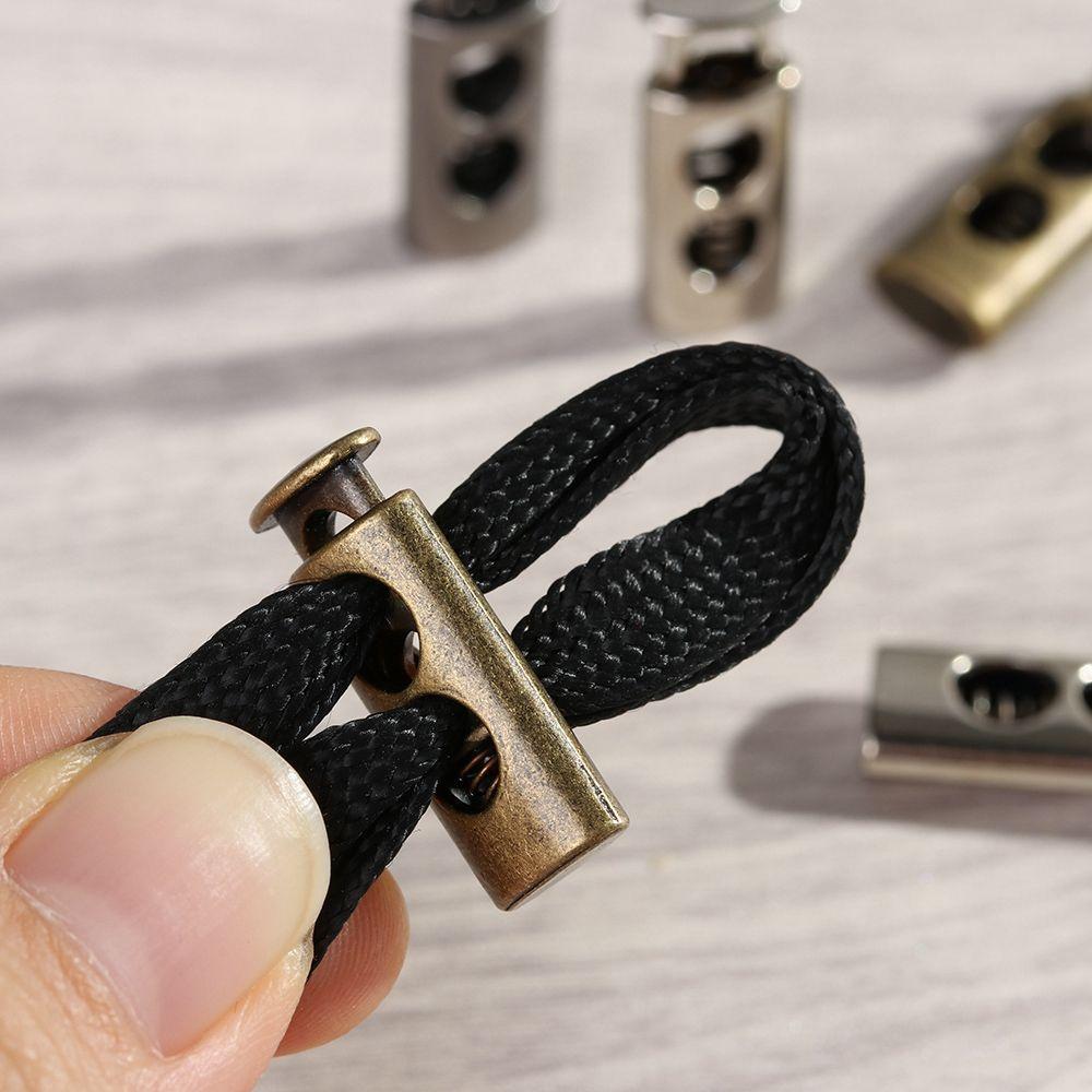 Shoelace Sportswear Apparel Sewing Stopper Cord DIY Metal Clamp Lock Toggle Double Hole Stoppers