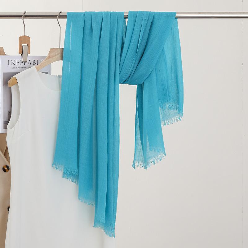 Однотонный тонкий шарф Женская солнцезащитная шаль Однотонный простой Имитация хлопка и льна Шелковый шарф Пряжа высокого класса