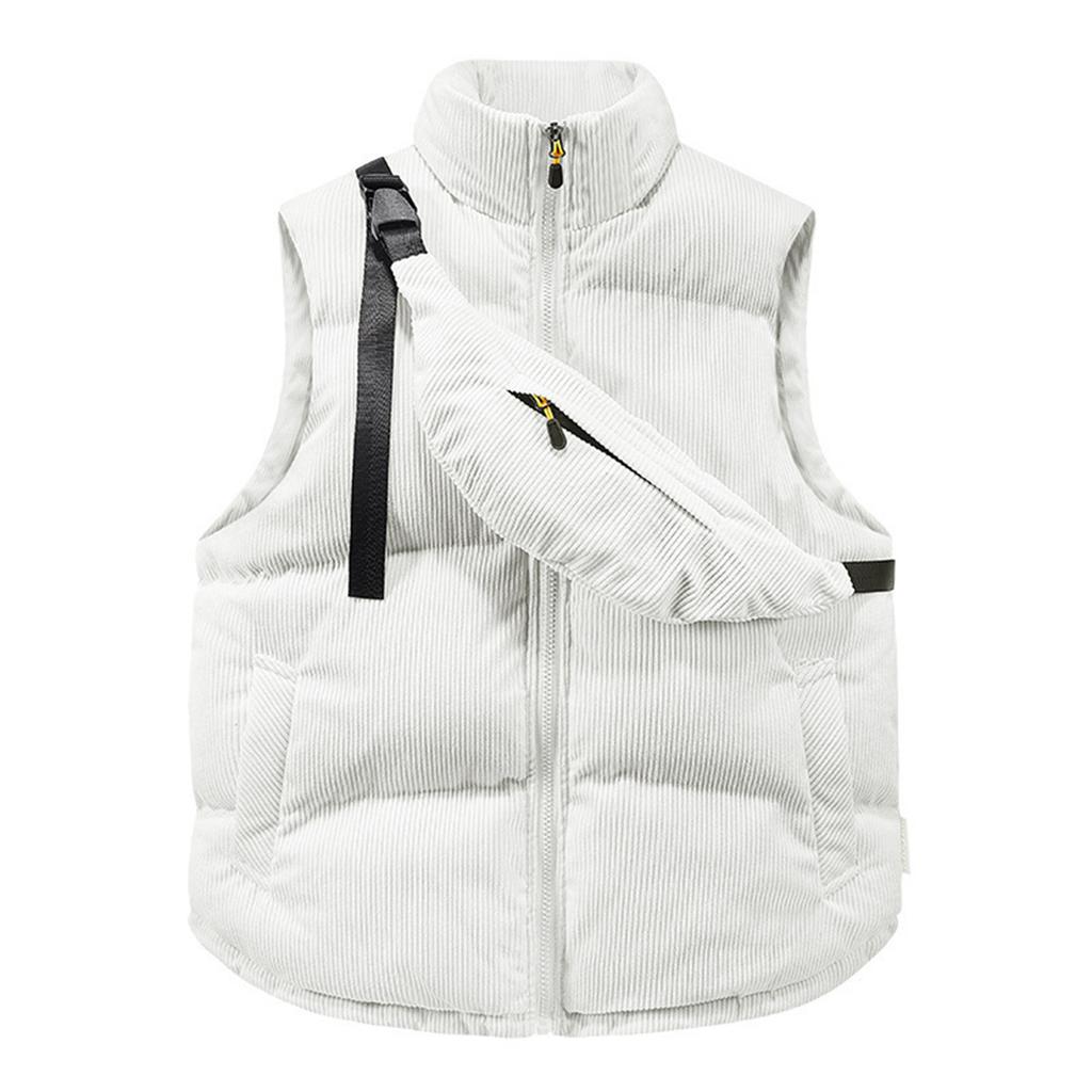 Winter Vest Fashion Waistcoat Sleeveless Men Warm Thick Jacket With Backpack Corduroy Men's Coats