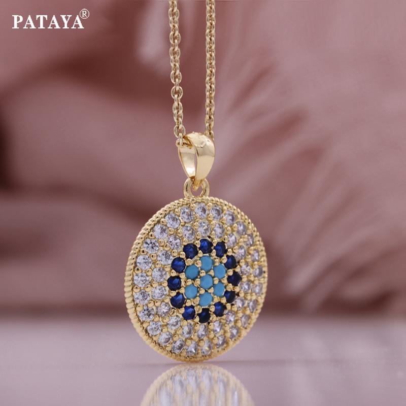 PATAYA Комбинированный набор из круглого ожерелья и сережек цвета шампанского с рисунком «ангельские глазки»