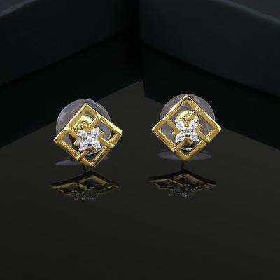 Позолоченные серьги-гвоздики квадратной формы с камнями AD для женщин