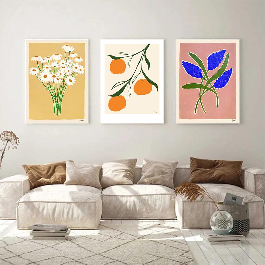 Абстрактные цветы Ваза Настенное искусство Постеры Принты Холст Декоративная живопись Украшение стены Фрески Картинки Бохо Декор для гостиной