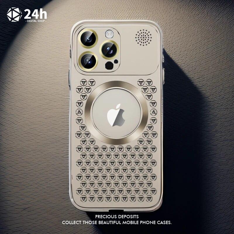 Металлический чехол для телефона с рассеиванием тепла для IPhone 14 Pro 15 Pro Max 14 15 Plus Magsafe, чехол для беспроводной зарядки, пленка для объектива, противоударный защитный чехол