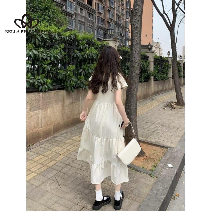 Летнее платье высокого качества в стиле ретро во французском стиле, нежное темпераментное платье, однотонное, простое, тонкое, с узкой талией, с узкой талией