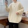 Горячая распродажа, новый осенне-зимний повседневный свитер с круглым вырезом, вязаный свитер, большой размер, свободный свитер