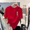Cotton T Shirt for Women Korean Fashion Loose Teen Oversized Tops on Plus Sale Red Blue Aae