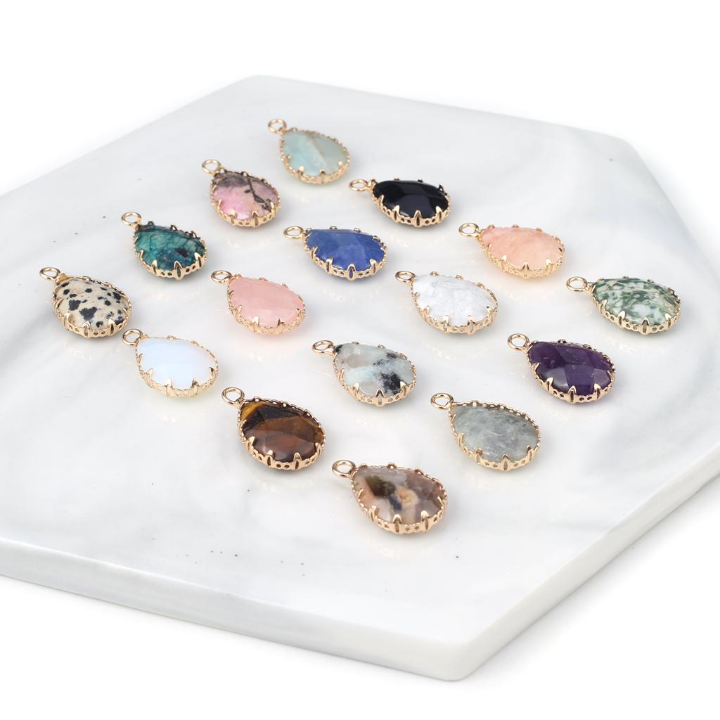 2 шт., небольшой кулон из натурального камня, граненый кулон в форме капли для изготовления ювелирных изделий, ожерелье, серьги, аксессуар для браслета