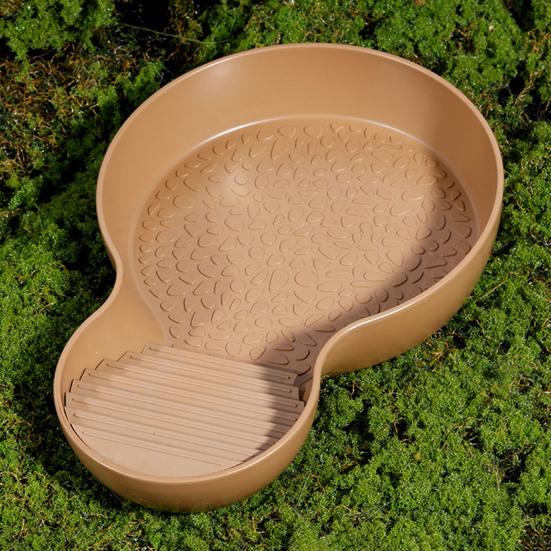 Reptile Bathing Pool Tortoise Food And Water Feeder Bowl with Ramp Reptile Feeding Dish Aquarium Ornament for Gecko Snake Turtle Bearded Dragon Lizard