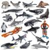 Simulated Killer Whale Devil Fish Sea Lion Penguin Dolphin Marine Animal Diver Model Set Static Ornament Toy