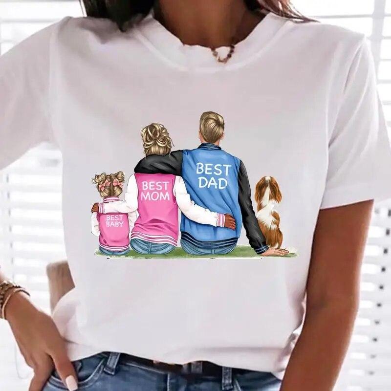 Women Family Mom Mother Mama T-shirts Female T Tee Cartoon Sweet Love Son 90s Clothes Lady Casual Shirt Graphic Tshirt Top