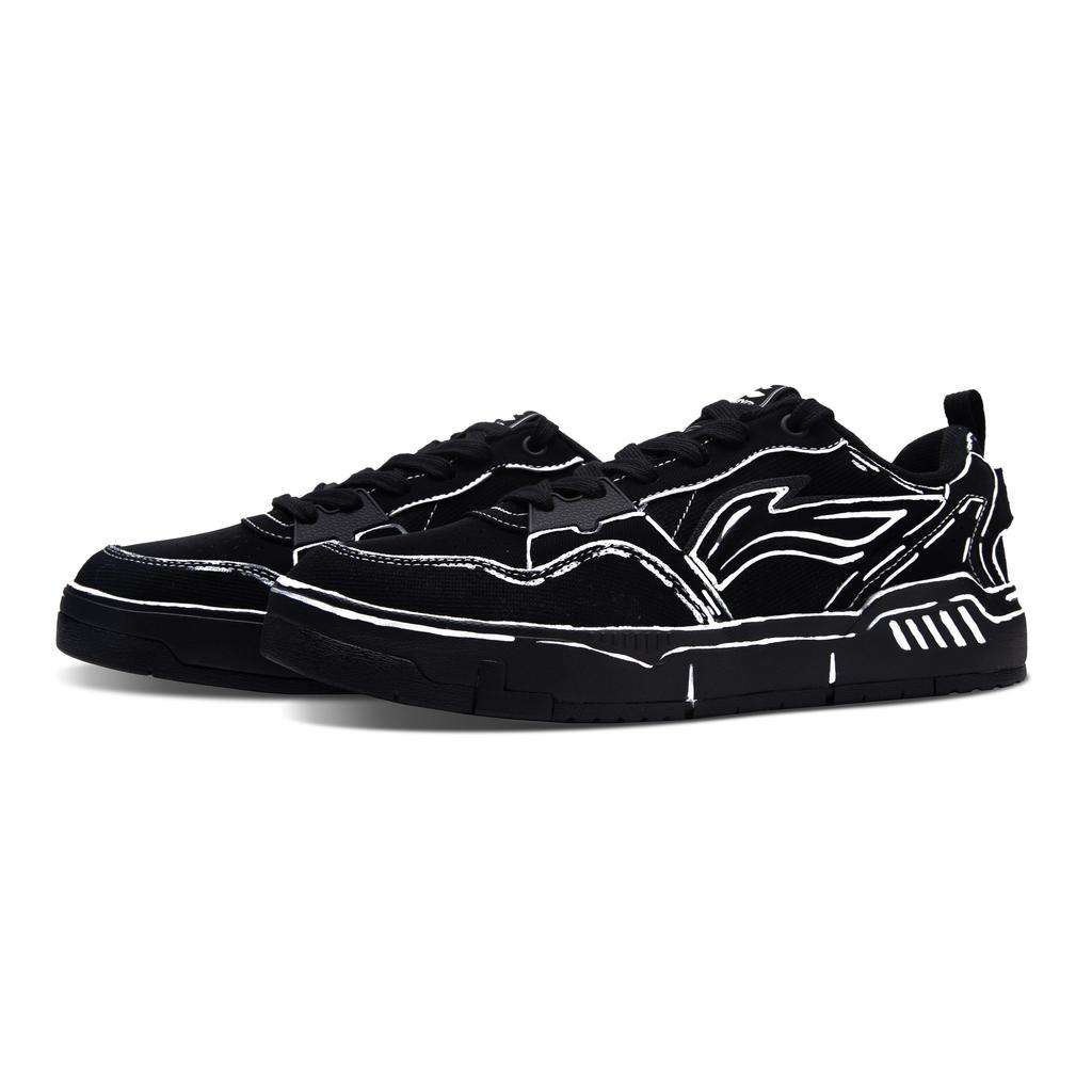 Li Ning Original Era Скользкие, Легкие и Дышащие Низкие Кроссовки для Скейтборда Мужские Черно-Белые AGCU337-5(Команда348-)