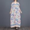 Real Spot Summer New Fresh Cotton Silk Positioning Flower Bohemian Robe Dress V-neck Robe Women