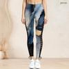 Women Plus Size Dark Purple Halloween Printed High Waist Side Eyelet Lace Up Full Length Leggings