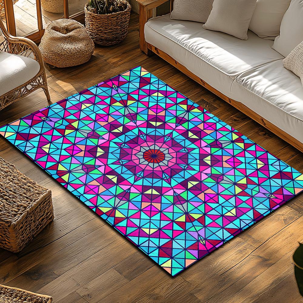Stylish Geometric Area Rug Non Slip Modern Abstract Home Decor Living Room Floor Mats Bedroom Carpet Washable Indoor Rugs