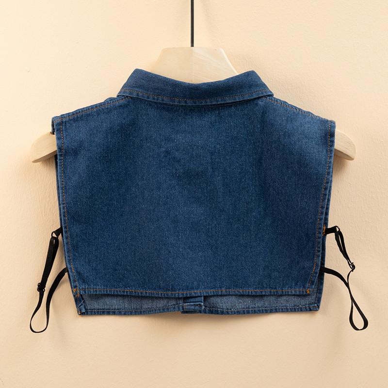 Поддельный воротник, женский универсальный ретро-воротник из джинсовой рубашки, хлопковый декоративный джинсовый воротник с острым воротником и воротником свитера