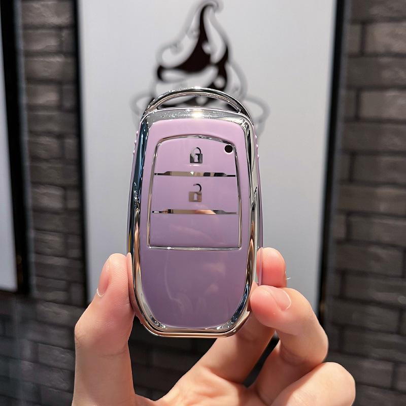 2 Buttons TPU Car Key Case Cover for Toyota Hilux Innova Rav4 Fortuner Yaris 2021 Key Shell Fob Holder Accessories