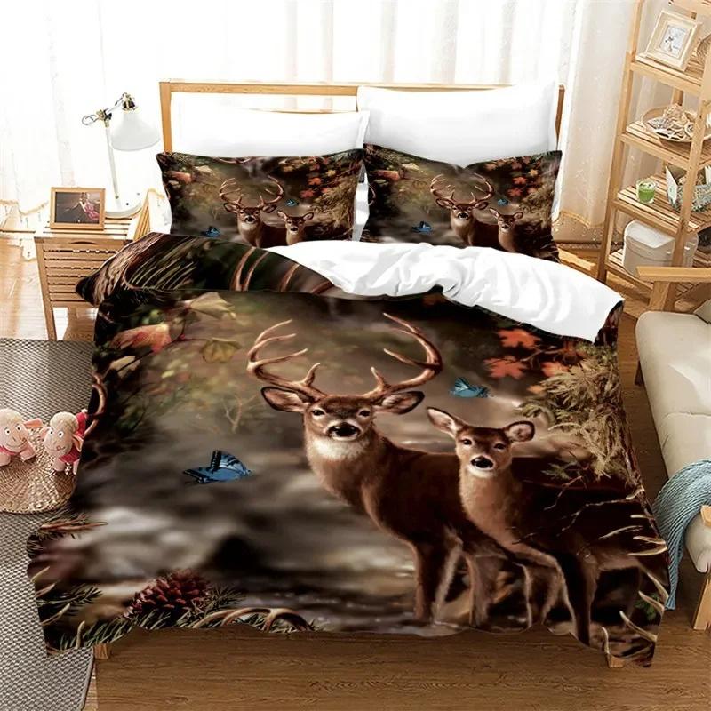 Warm Comfortable Sunset Wildlife Deer Elk Giraffe Animal Theme For Teen Boys Girl Bedroom Decor Full King Comforter