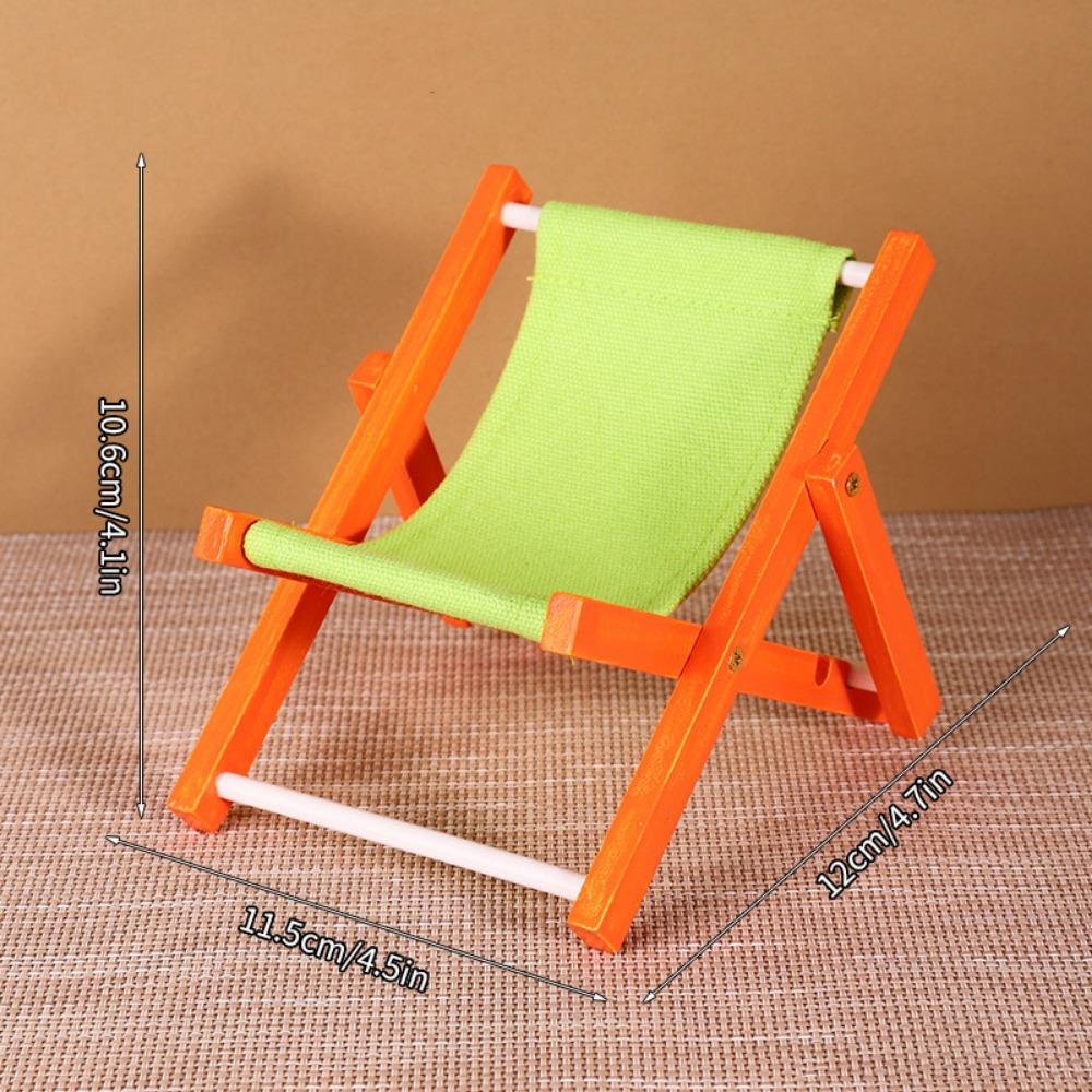Multicolors Foldable Beach Chair Model Wooden Outdoor Casual Reclining Chair For 10cm Cotton Doll