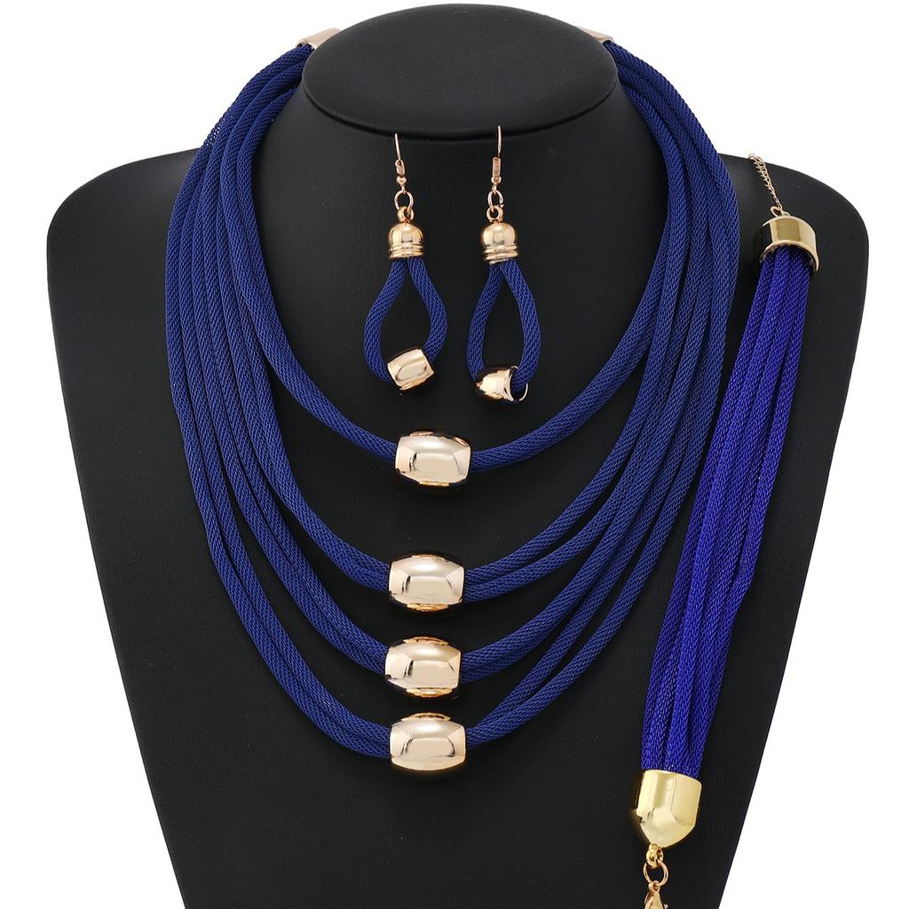 Gothic Layered Ball Pendant Choker Necklace Earrings Bracelet Women Punk Chunky Clavicle Chain Jewelry Steampunk Accessories