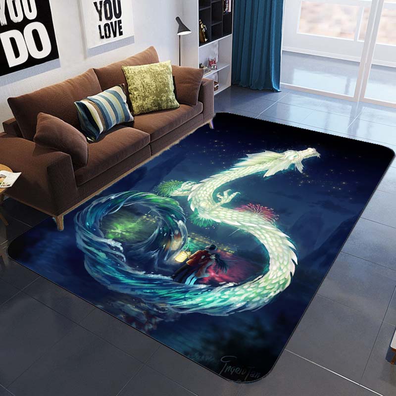 Коврики с 3D мультяшным рисунком дракона, психоделические драконы, Радужные ковры с мандалой, детский игровой коврик, нескользящий прямоугольный ковер