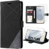 Protective Case - BOOLING - for Samsung Galaxy S25 Plus - Black Gray PU Leather - 2 Tempered Glasses - Shockproof