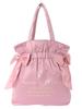 Maison De Fleur Double Ribbon Gathered Tote Pink Women's Bag,