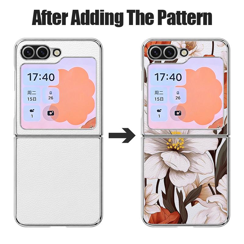Чехол с цветочным узором, масляная живопись, для Samsung Galaxy Z FLIP 7 FE 6 5, с покрытием, гибридная складная крышка из ПК + ПУ кожи, для Samsung Z Flip7 Flip6 Flip5