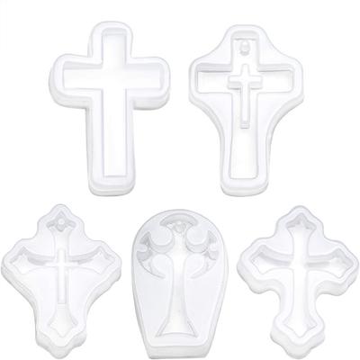 5 шт., набор силиконовых форм, белый крест, смоляные формы, силиконовая форма в форме креста, сделай сам, декоративные