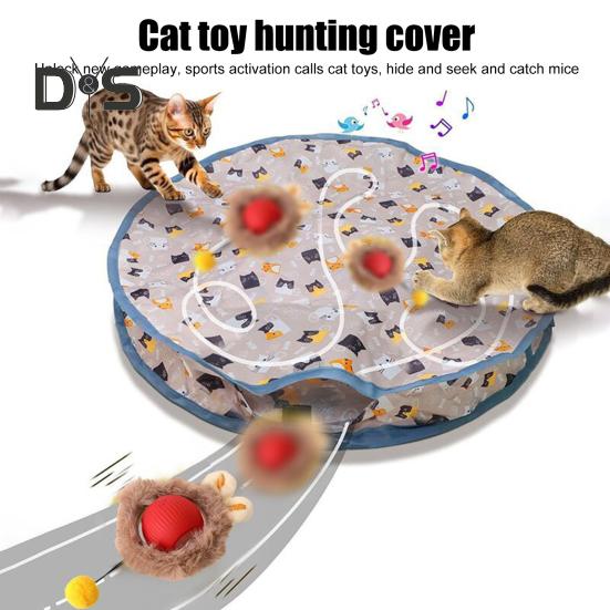 Интерактивные игрушки для кошек, живущих в помещении. Быстро катящийся мяч для игры в прятки. Мячи для кошек с 28-дюймовым игровым ковриком. Развлечения для кошек в помещении.
