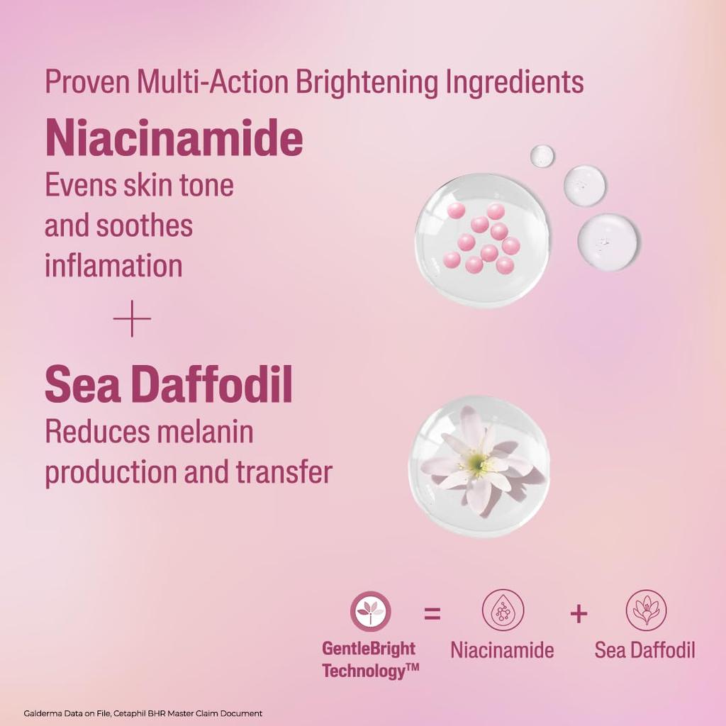 Cetaphil Крем-пенка для умывания Brightness Reveal 100 г Осветляющая пенка для умывания для неровного тона кожи с ниацинамидом и морским нарциссом